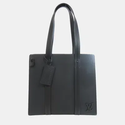 Pre-owned Louis Vuitton Aerogram Take Off Grained Calf Leather Tote Bag In Black