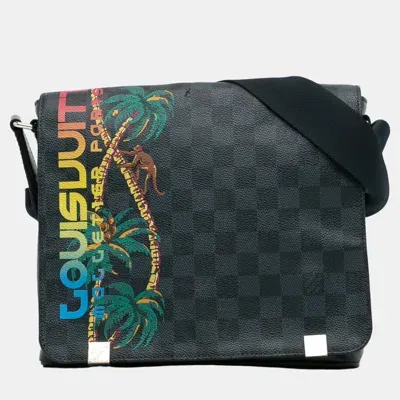 Pre-owned Louis Vuitton Black Damier Cobalt Jungle District Messenger Pm