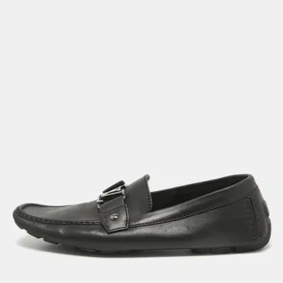 Pre-owned Louis Vuitton Black Leather Monte Carlo Loafers Size 43.5