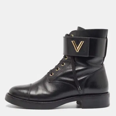 Pre-owned Louis Vuitton Black Leather Wonderland Ranger Boots Size 39