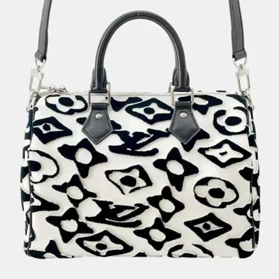 Pre-owned Louis Vuitton Black White Monogram Speedy Bandouliere 25 Handbag