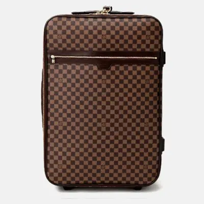 Pre-owned Louis Vuitton Brown Canvas Damier Ebene Pegase Suitcase