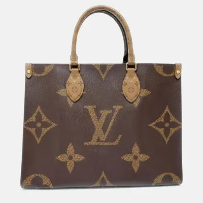 Pre-owned Louis Vuitton Brown Canvas Mm Onthego Tote Bag