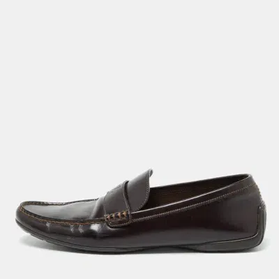 Pre-owned Louis Vuitton Brown Leather Loafers 42.5