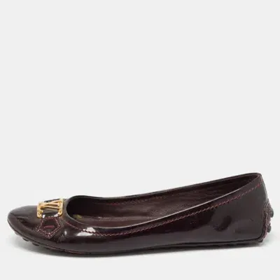 Pre-owned Louis Vuitton Burgundy Patent Leather Oxford Ballet Flats Size 36.5