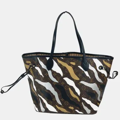 Pre-owned Louis Vuitton Canvas Brown Monogram Camouflage Neverfull Mm Tote Bag