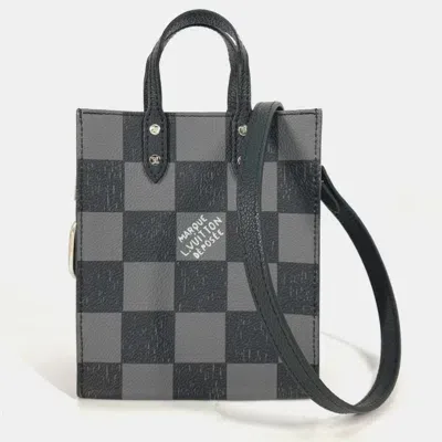 Pre-owned Louis Vuitton Damier Checkerboard Sac Plat Xs Black Tote Bag