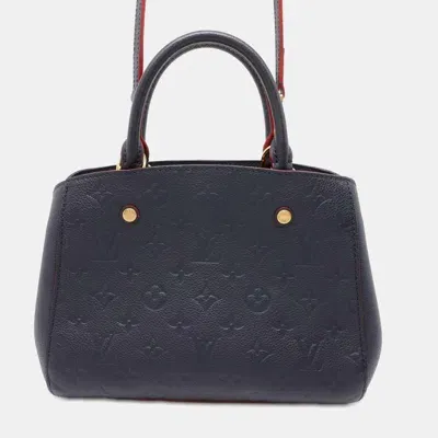 Pre-owned Louis Vuitton Marine Rouge Monogram Empreinte Montaigne Bb Tote Bag In Black