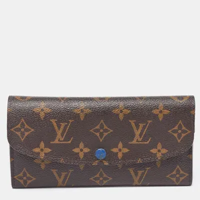 Pre-owned Louis Vuitton Monogram Canvas Emilie Wallet In Brown