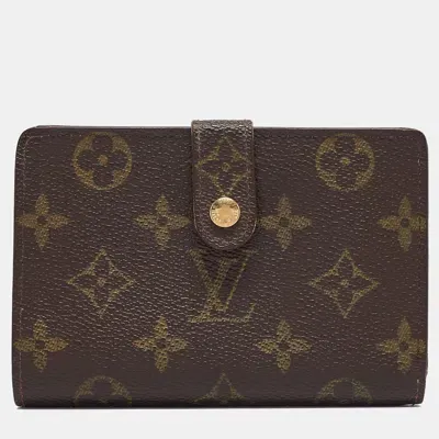 Pre-owned Louis Vuitton Monogram Canvas French Compact Wallet In Brown