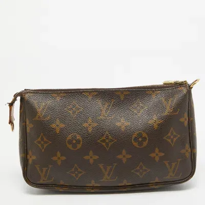 Pre-owned Louis Vuitton Monogram Canvas Pochette Accessoires In Brown