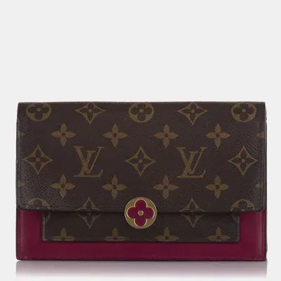 Pre-owned Louis Vuitton Monogram Flore Wallet On Chain In Brown