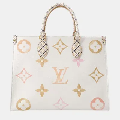 Pre-owned Louis Vuitton Monogram Lv By The Pool On Go Mm White Tote Bag