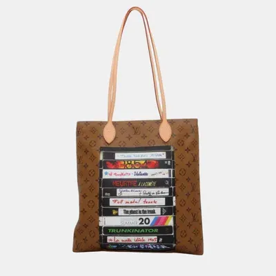 Pre-owned Louis Vuitton Monogram Reverse Video Print Carry It Tote Bag In Brown