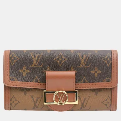 Pre-owned Louis Vuitton Monogram Sarah Dauphine Long Wallet M46645 Brown Canvas