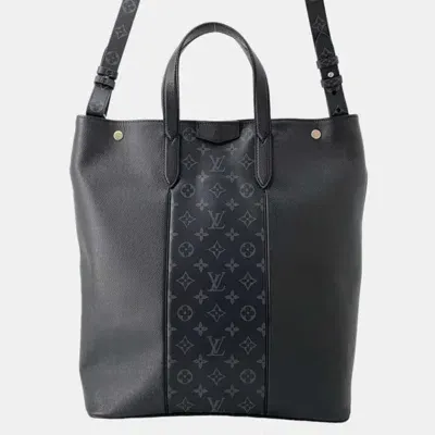 Pre-owned Louis Vuitton Noir Monogram Eclipse And Taiga Leather Tote Bag In Black