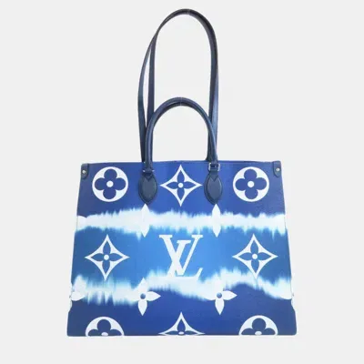 Pre-owned Louis Vuitton On The Go Gm Escar Monogram Canvas Tote Bag In Blue