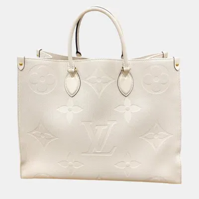 Pre-owned Louis Vuitton On The Go Gm Monogram Shoulder Empreinte Beige Tote Bag