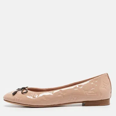 Pre-owned Louis Vuitton Pink Monogram Embossed Patent Leather Nina Ballet Flats Size 37