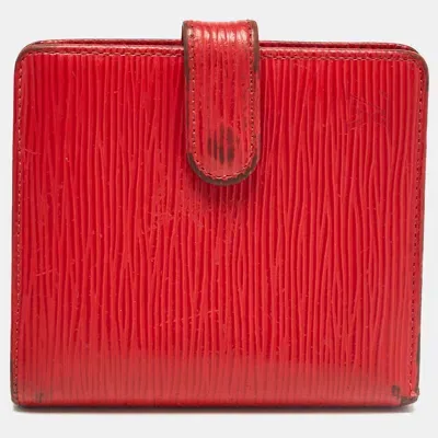 Pre-owned Louis Vuitton Red Epi Leather Porte Billets Compact Wallet