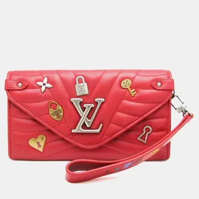 Pre-owned Louis Vuitton Red Leather New Wave Long Wallet