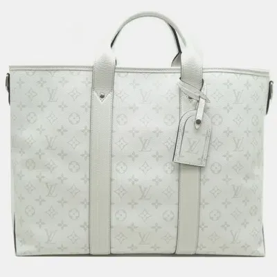 Pre-owned Louis Vuitton Weekend Tote Nm Taiga Rama Optic White Boston Bag