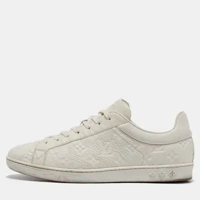 Pre-owned Louis Vuitton White Leather Luxembourg Lace Up Sneakers 41.5