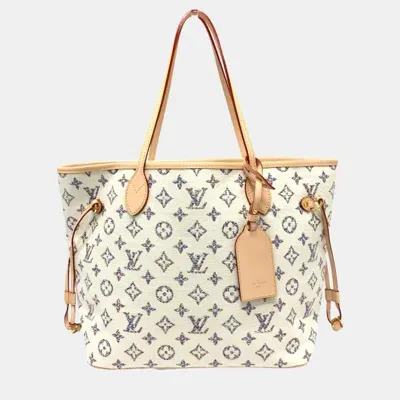 Pre-owned Louis Vuitton White Neverfull Mm Tote Bag