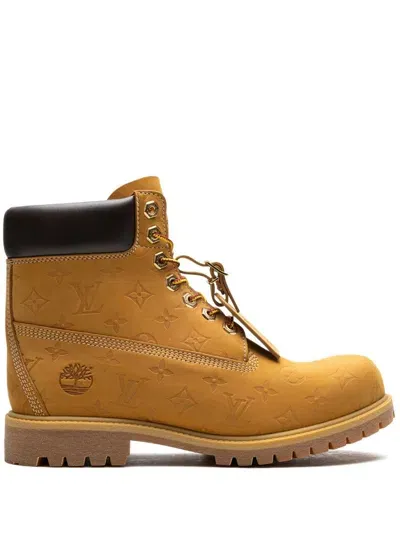 Pre-owned Louis Vuitton X Timberland "wheat" Ankle Boots In Brown