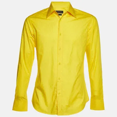 Pre-owned Louis Vuitton Yellow Monogram Jacquard Cotton Button-up Shirt S