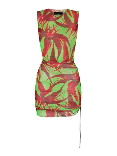 Louisa Ballou Floral Print Short Dress In Green