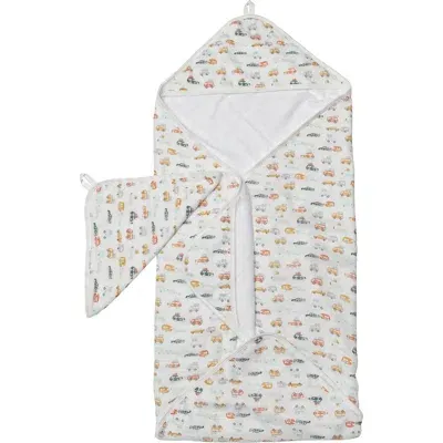 Loulou Lollipop Kids'  Print Muslin Hooded Towel & Washcloth Set In Multi Cars