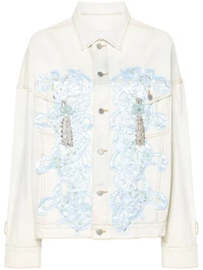 Loulou Patch-embellished Denim Jacket In Neutrals