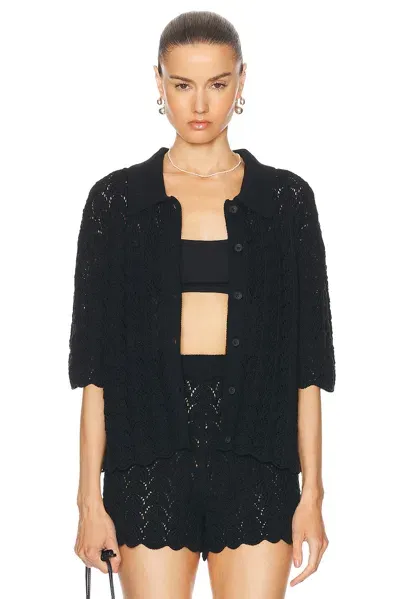 Loulou Studio Adria Short Sleeve Cardigan In Black