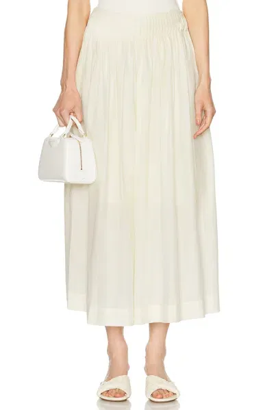 Loulou Studio Artemis Long Skirt With Gathers In Ivory