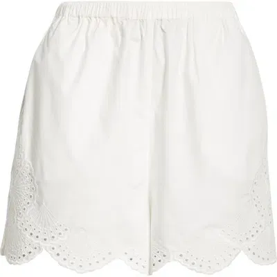 Loulou Studio Aurora Scalloped Cotton Eyelet Shorts In Ivory