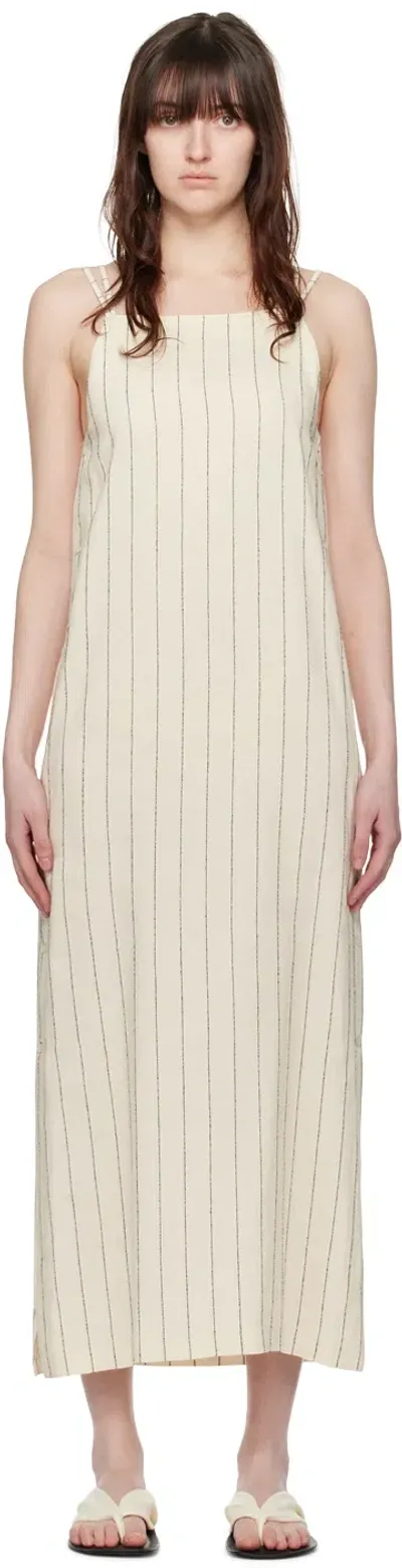 Loulou Studio Beige & Black Etta Midi Dress In Ivory & Black