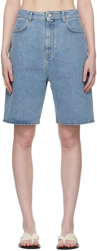 Loulou Studio Blue Isu Denim Shorts In Washed Light Blue