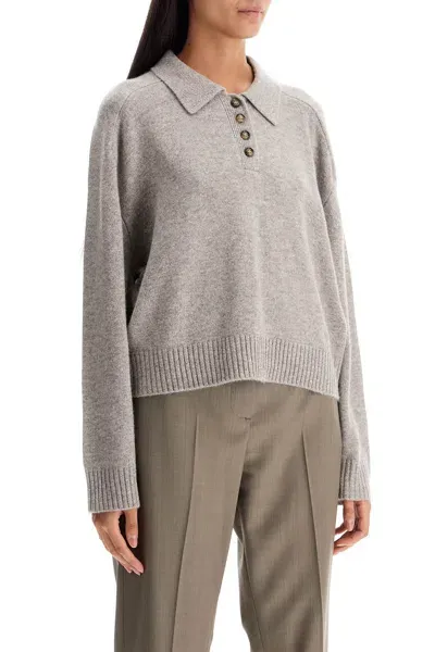 Loulou Studio Homere Cashmere Polo Sweater In Taupe