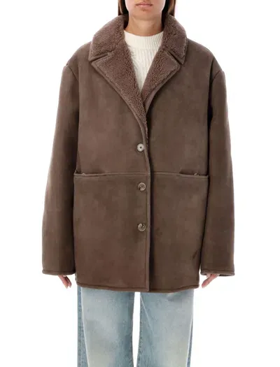 Loulou Studio Cirebo Shearling Coat In Brown