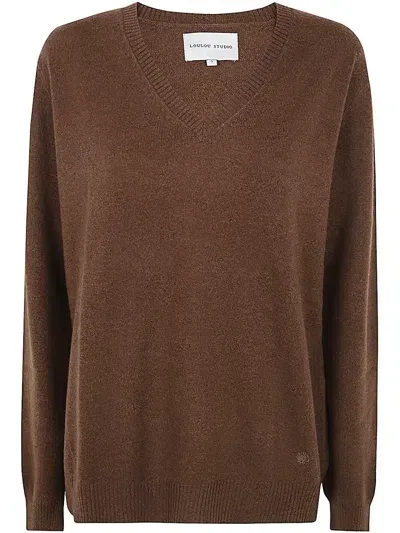 Loulou Studio Classic Col V Clothing In Brown