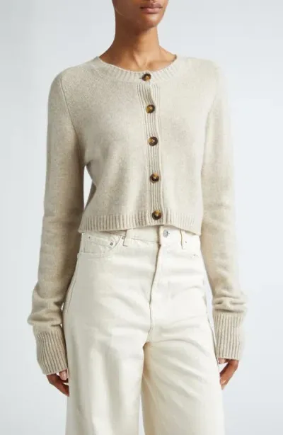 Loulou Studio Crop Cashmere Cardigan In Beige Melange