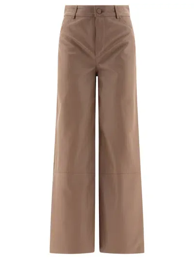 Loulou Studio "figari" Leather Trousers In Brown