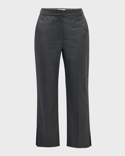 Loulou Studio Fira Pinstripe Straight-leg Crop Pants In Greygreen