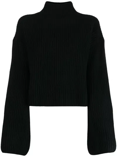 Loulou Studio Faro High Neck Cashmere Sweater In Black