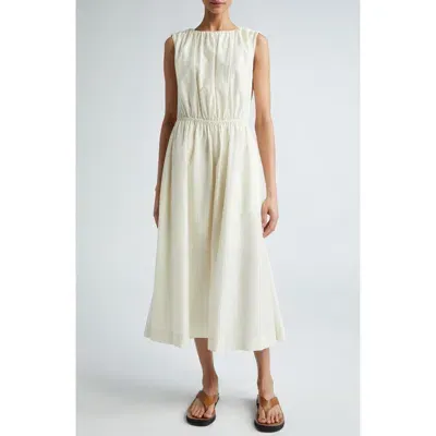 Loulou Studio Aphrodite Gathered Sleeveless Cotton & Silk Dress In Ivory