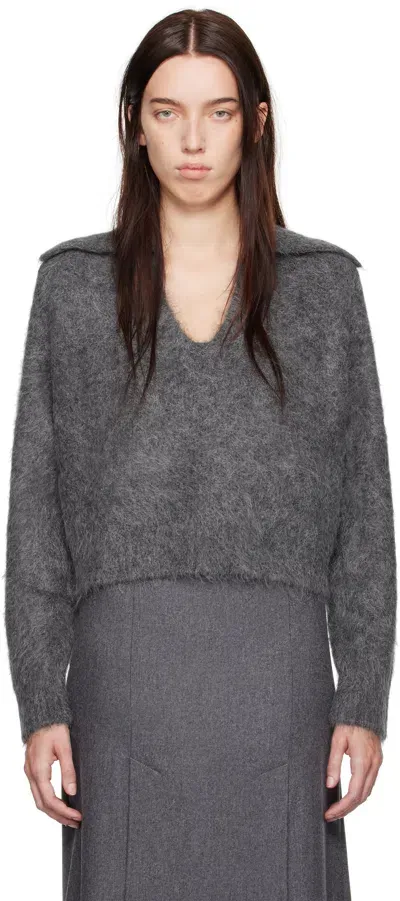 Loulou Studio Gray Ambrose Sweater In Anthracite Melange