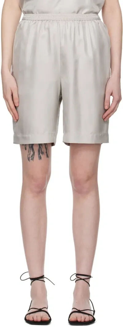 Loulou Studio Gray Zinia Shorts In Silver Grey