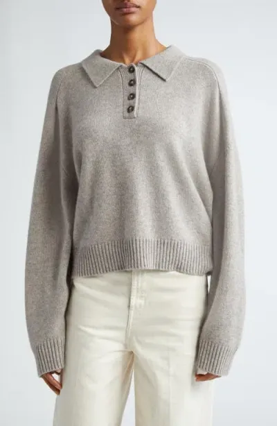 Loulou Studio Homere Cashmere Polo Sweater In Bloom Melange