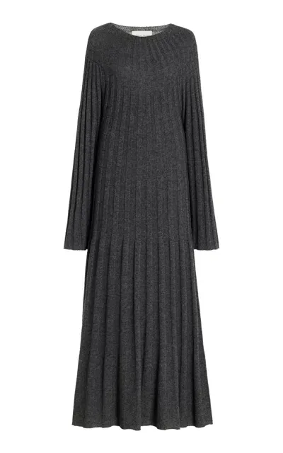 Loulou Studio Irma Ribbed-knit Wool-cashmere Maxi Dress In Grey